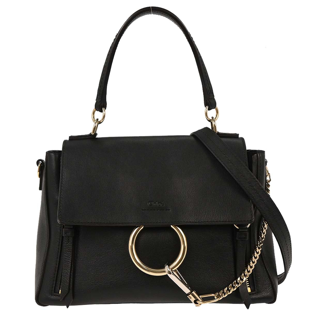 Chloe Black Leather Faye Day 2way Shoulder Handbag