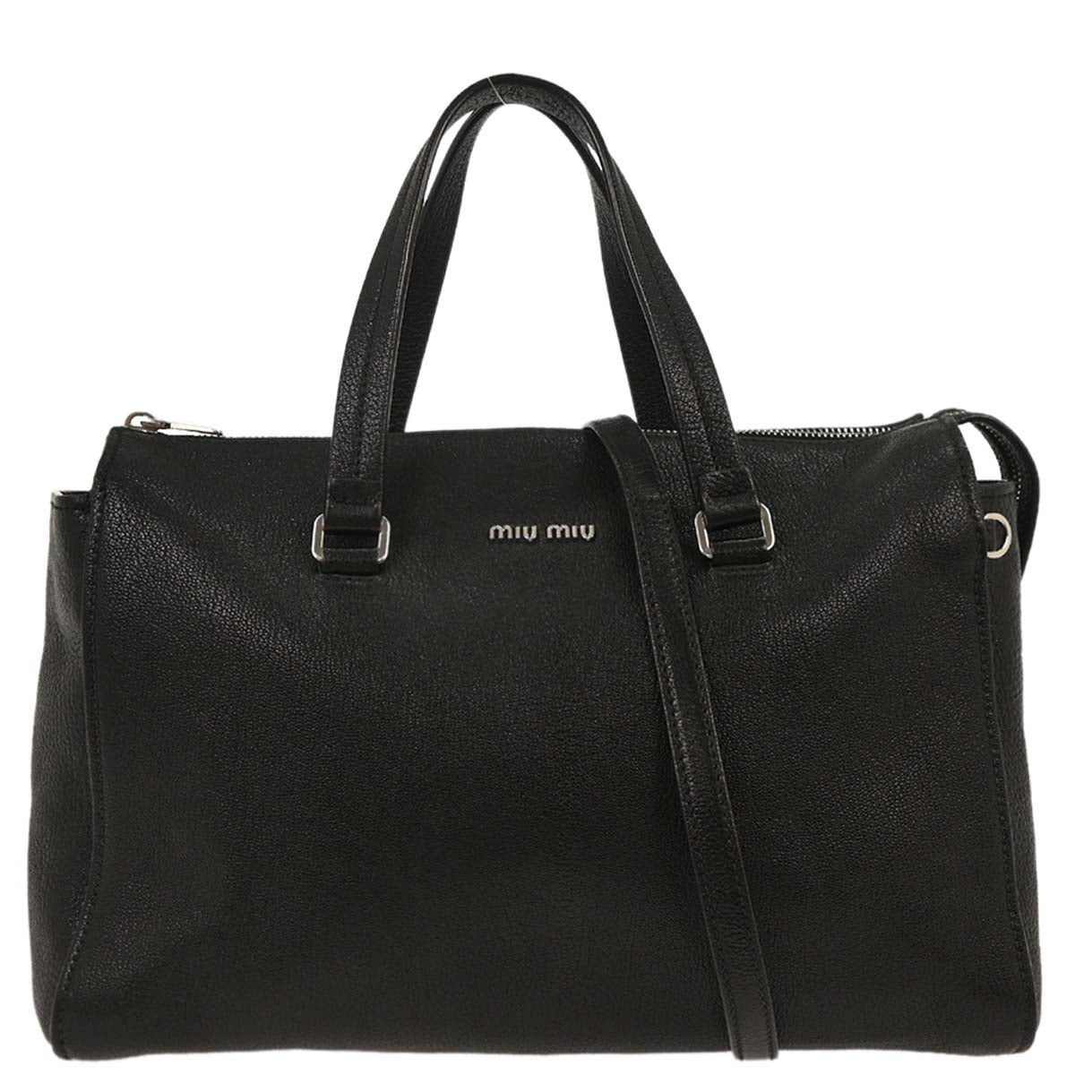Miu Miu Black Leather 2way Shoulder Tote Handbag