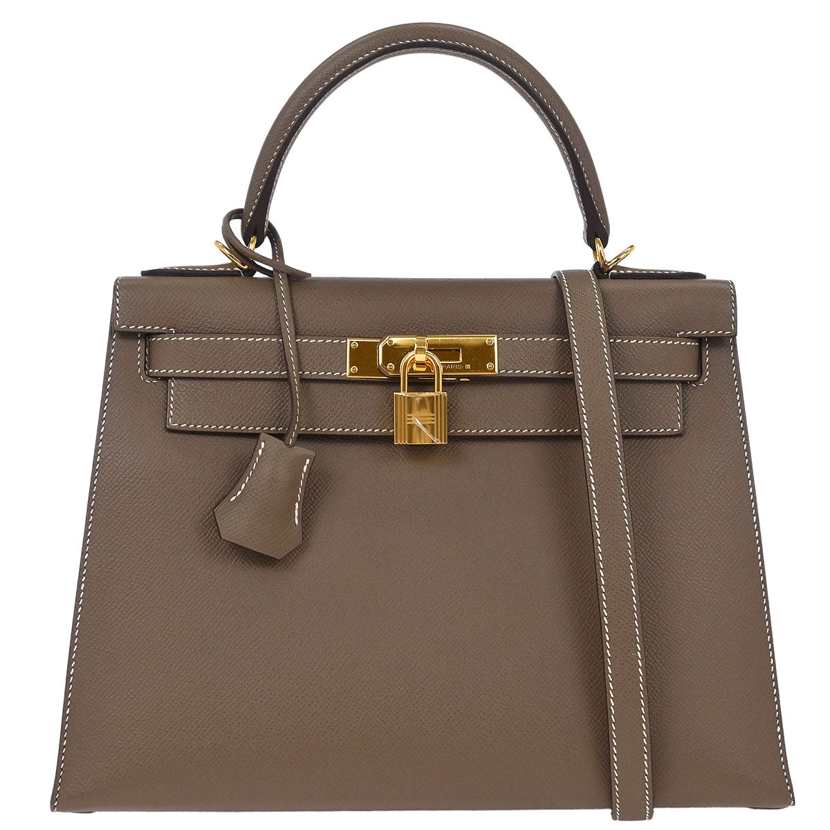 Hermes Etoupe Epsom Kelly 28 Sellier 2way Shoulder Handbag