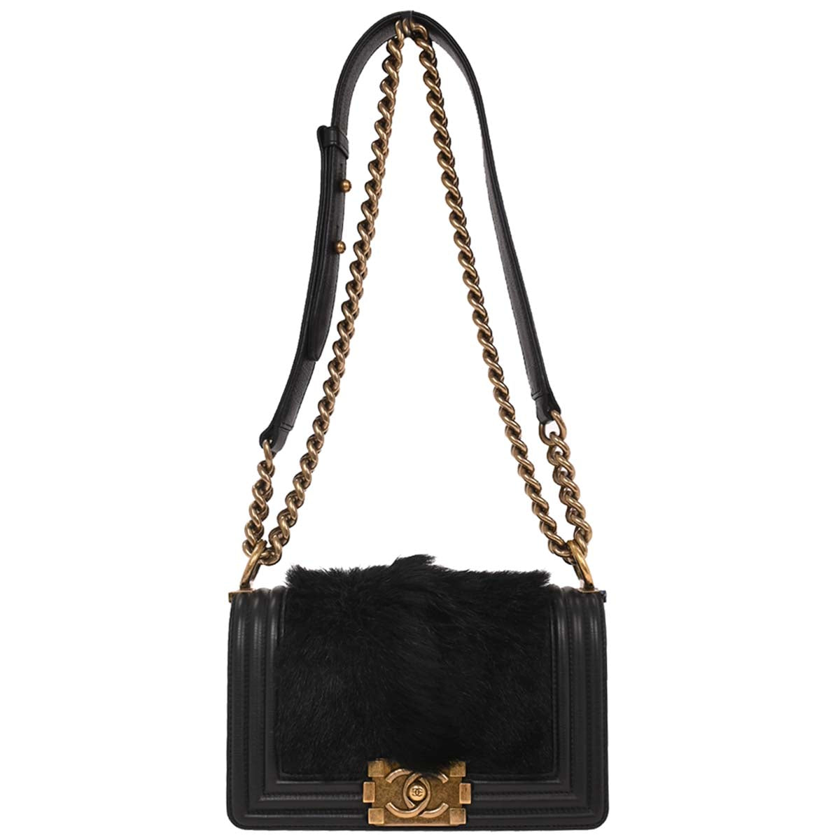 Boy Chanel 2015-2016* Black Goat Hair Small Chain Shoulder Bag