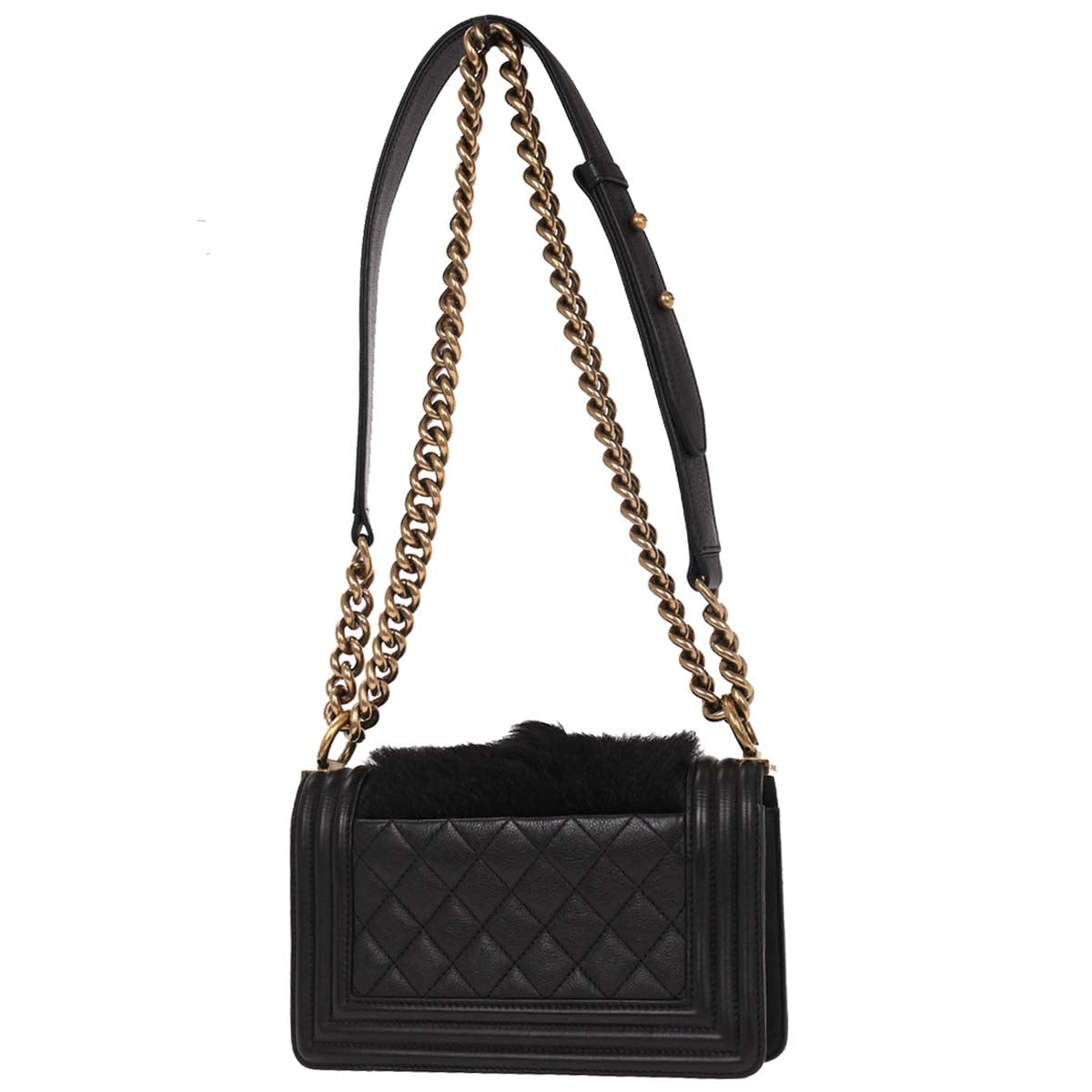 Boy Chanel 2015-2016* Black Goat Hair Small Chain Shoulder Bag