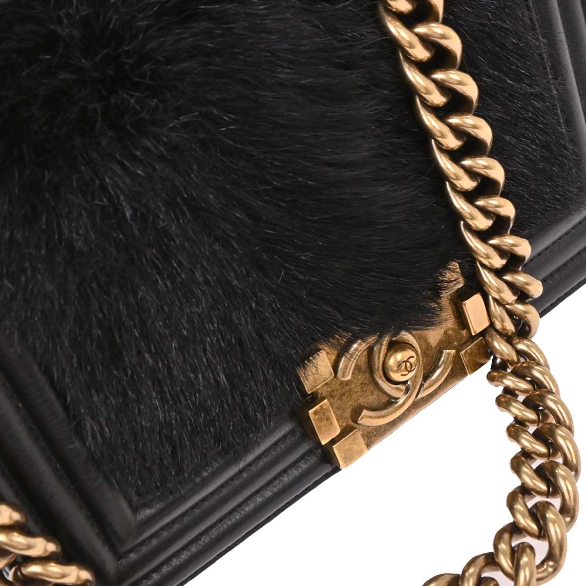 Boy Chanel 2015-2016* Black Goat Hair Small Chain Shoulder Bag