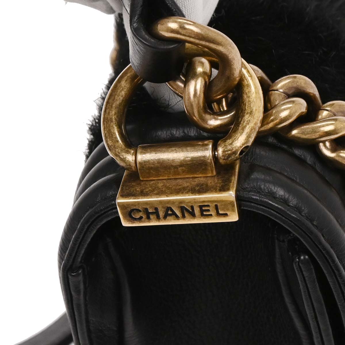 Boy Chanel 2015-2016* Black Goat Hair Small Chain Shoulder Bag