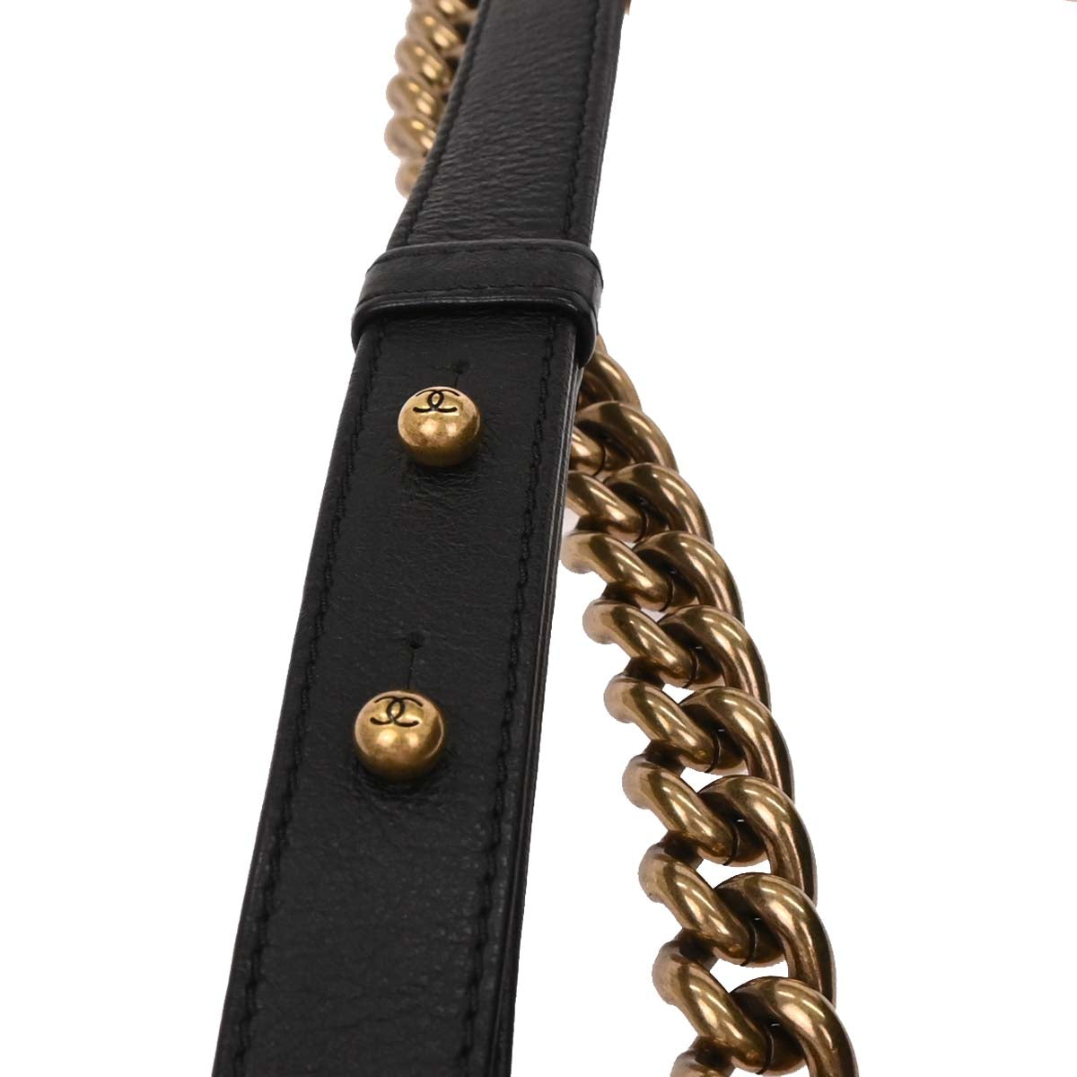 Boy Chanel 2015-2016* Black Goat Hair Small Chain Shoulder Bag