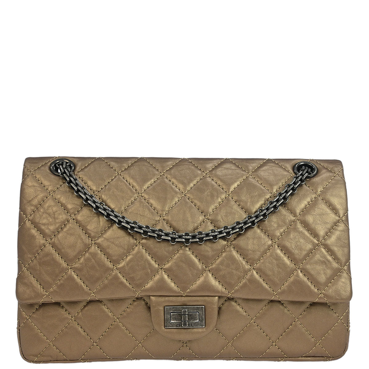 Chanel Bronze Calfskin 2.55 Double Flap Shoulder Bag