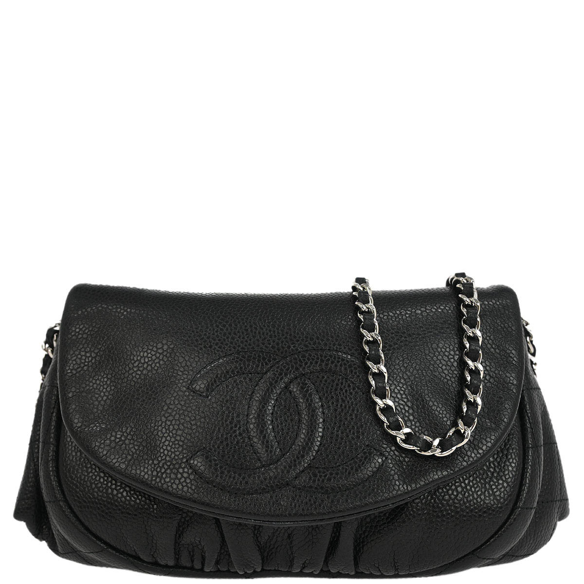 Chanel Black Caviar Half Moon WOC Shoulder Wallet Bag