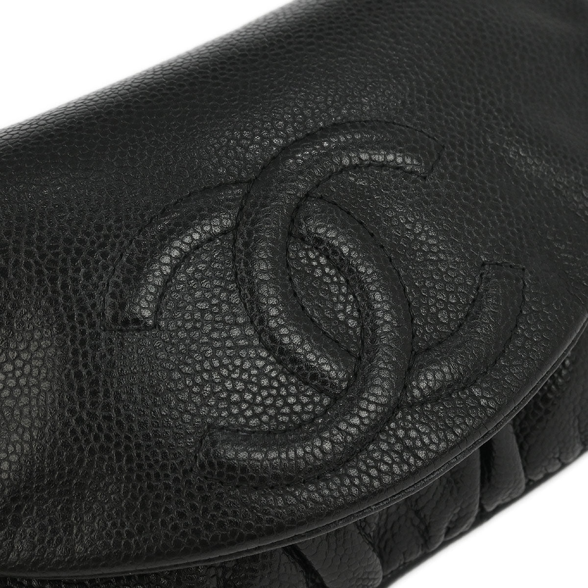 Chanel Black Caviar Half Moon WOC Shoulder Wallet Bag
