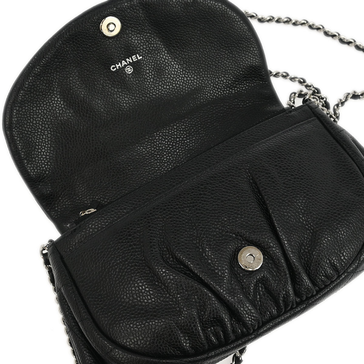 Chanel Black Caviar Half Moon WOC Shoulder Wallet Bag