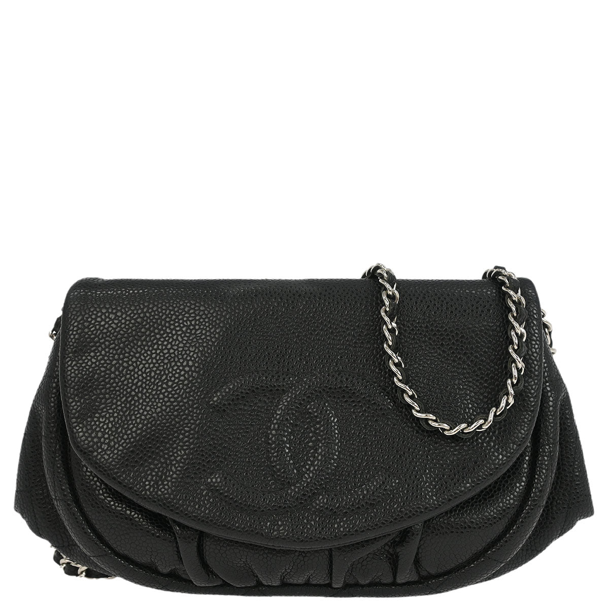 Chanel Black Caviar Half Moon WOC Shoulder Wallet Bag