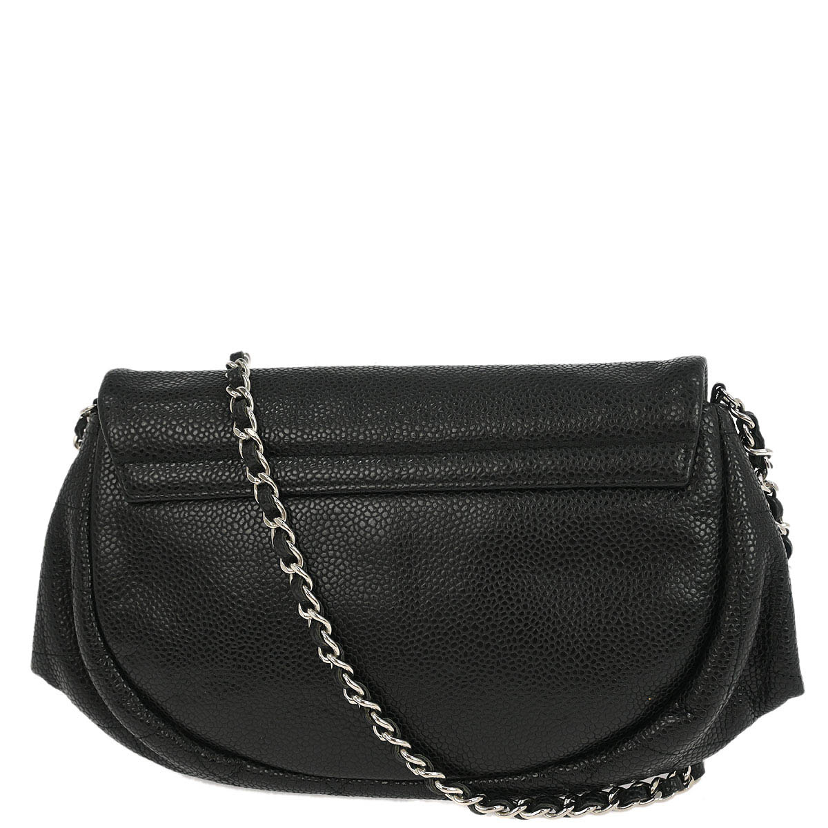 Chanel Black Caviar Half Moon WOC Shoulder Wallet Bag