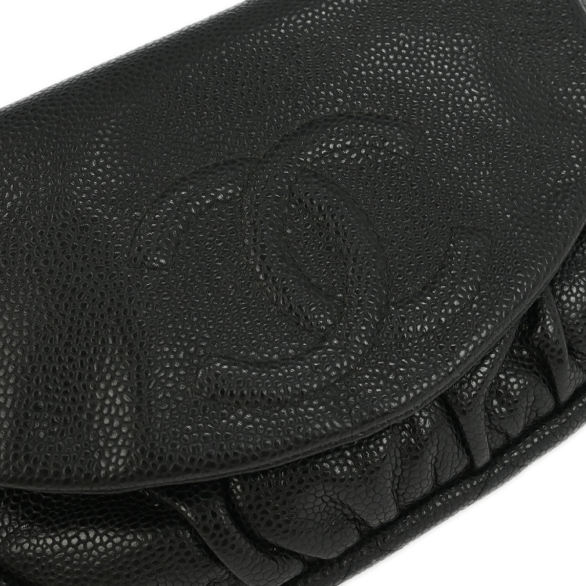 Chanel Black Caviar Half Moon WOC Shoulder Wallet Bag