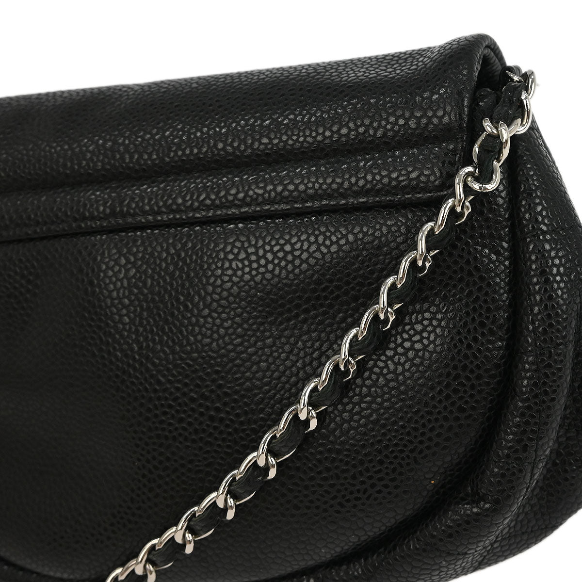 Chanel Black Caviar Half Moon WOC Shoulder Wallet Bag