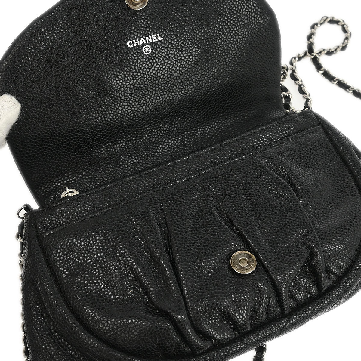 Chanel Black Caviar Half Moon WOC Shoulder Wallet Bag
