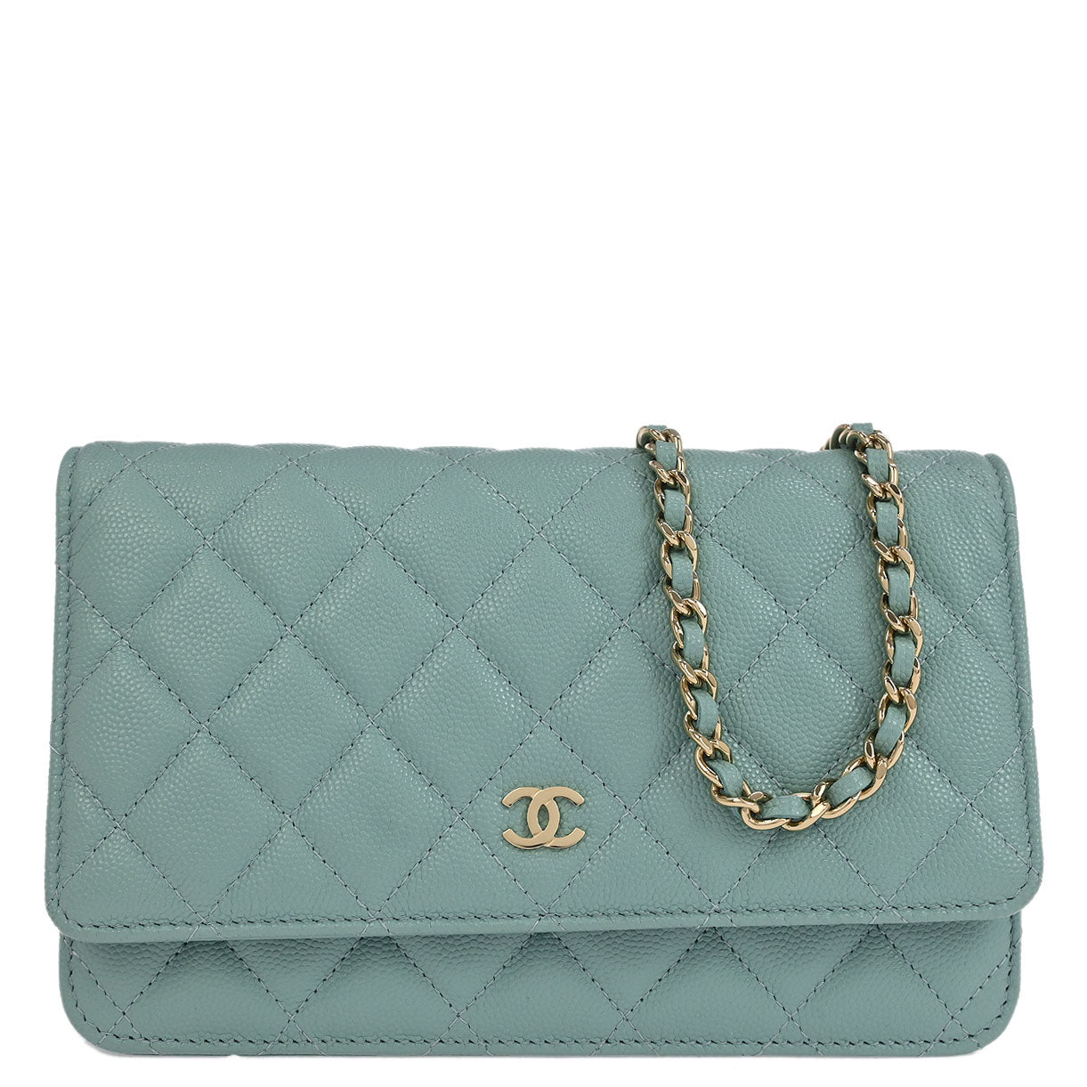 Chanel Light Blue Caviar Classic WOC Wallet On Chain