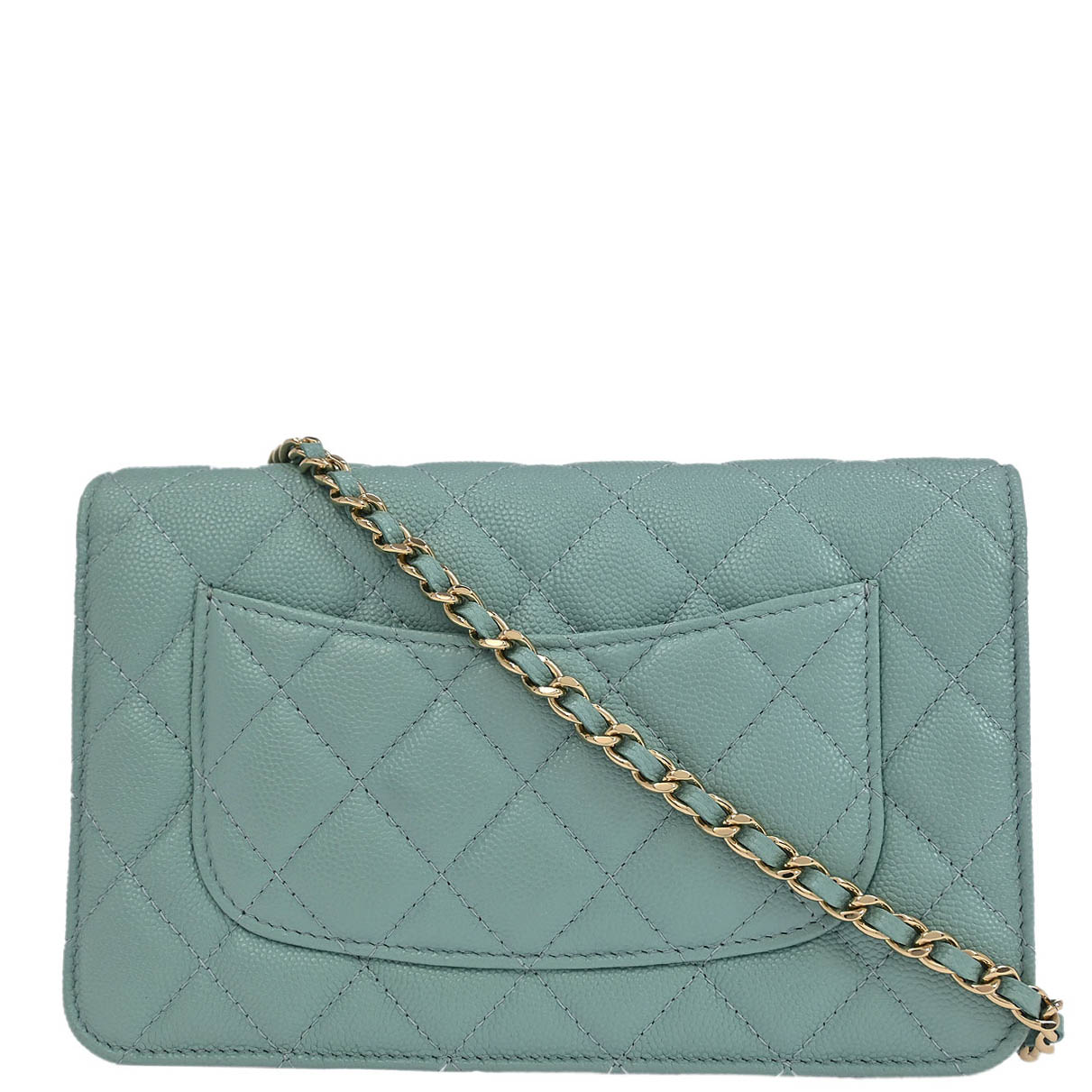 Chanel Light Blue Caviar Classic WOC Wallet On Chain