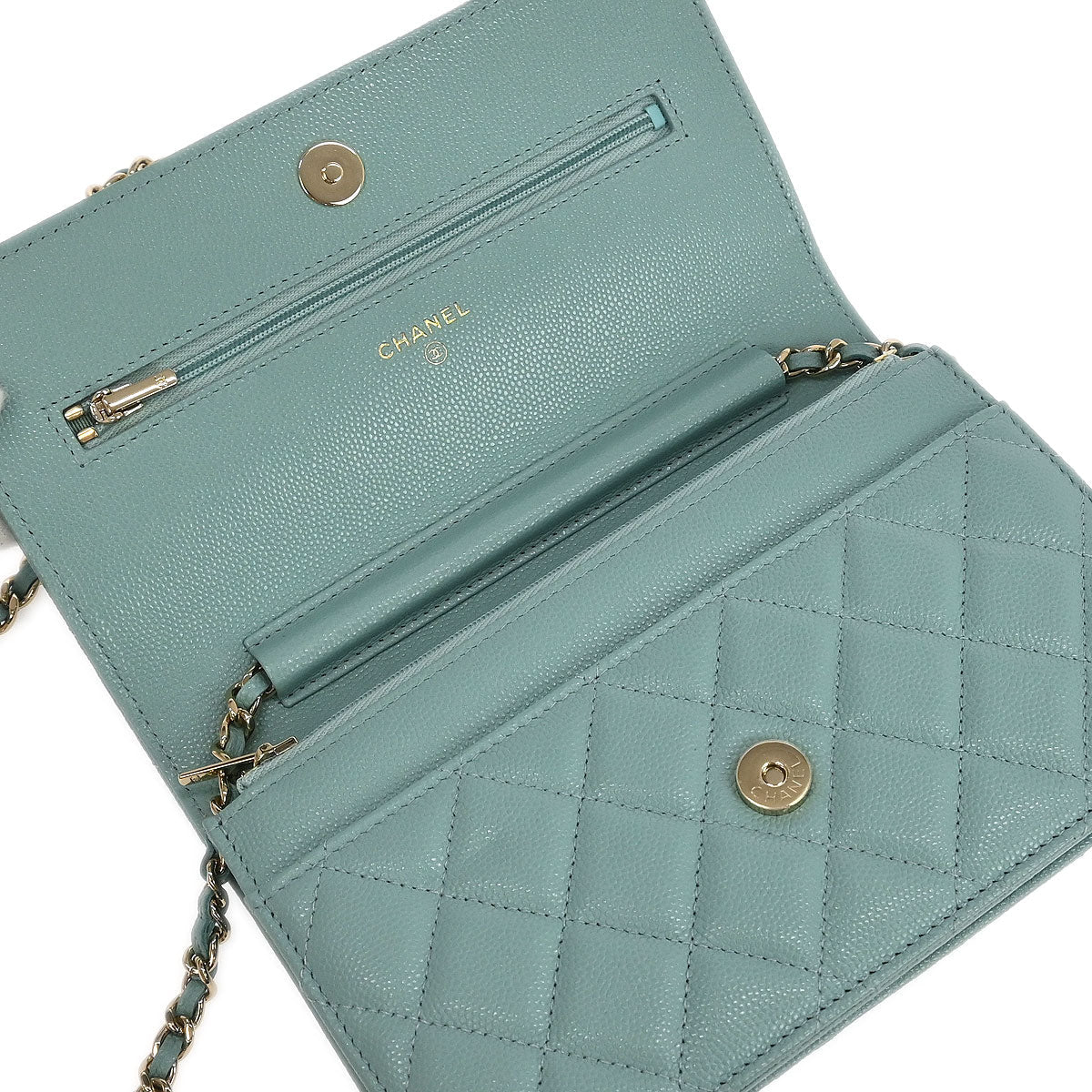 Chanel Light Blue Caviar Classic WOC Wallet On Chain