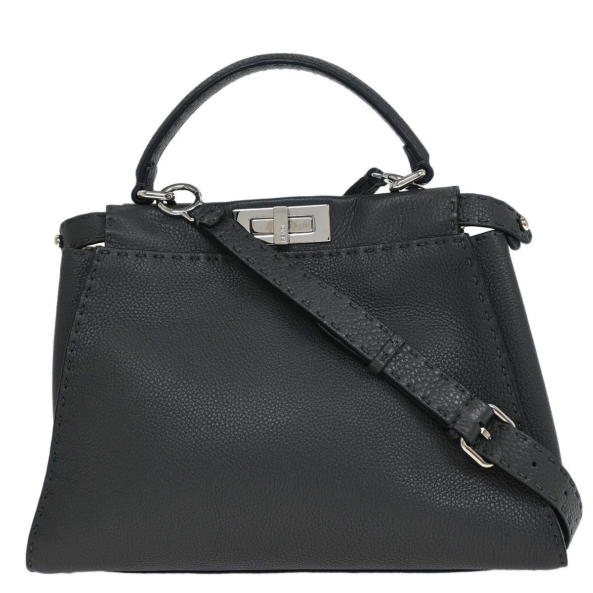 Fendi Gray Leather Peekaboo 2way Shoulder Handbag