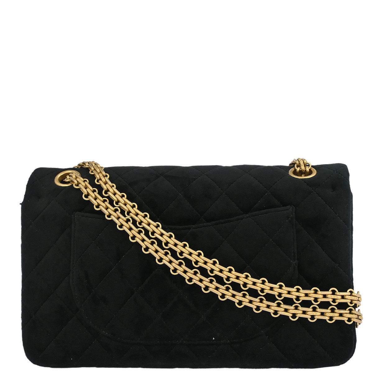 Chanel 2019 Black Velvet 2.55 Small Classic Double Flap Shoulder Bag