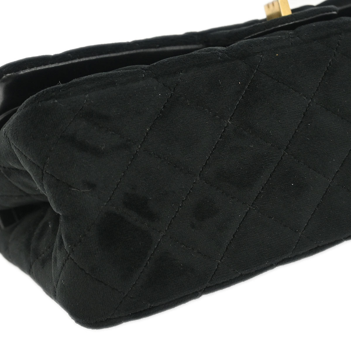 Chanel 2019 Black Velvet 2.55 Small Classic Double Flap Shoulder Bag