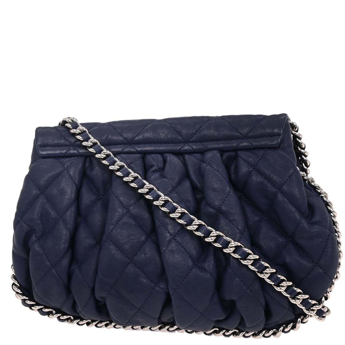 Chanel 2013-2014 Blue Calfskin Chain Around Shoulder Bag