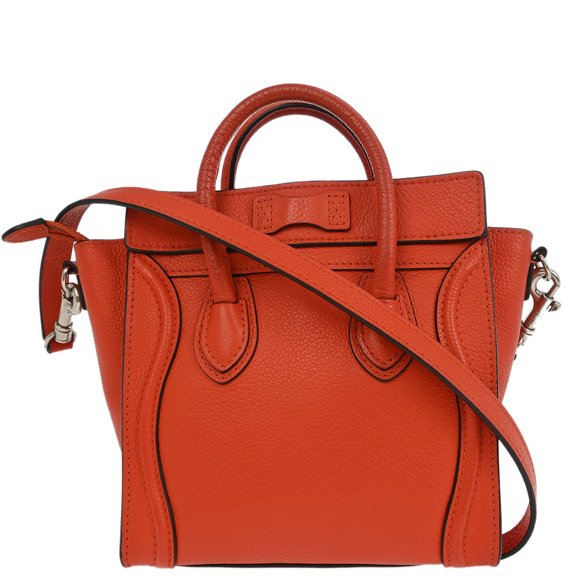Celine Red Leather Nano Luggage Tote Bag
