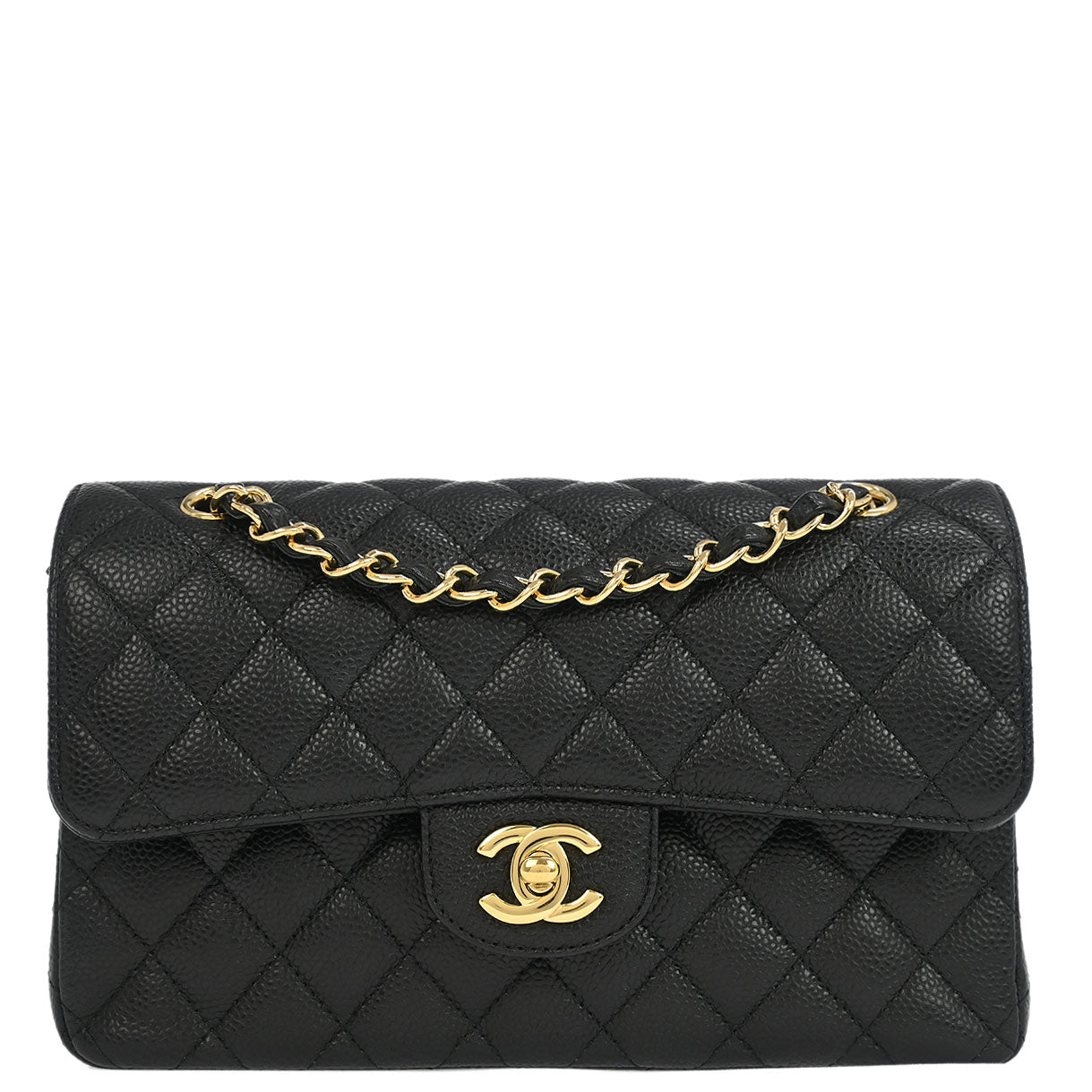 Chanel 2019 Black Caviar Small Classic Double Flap Shoulder Bag