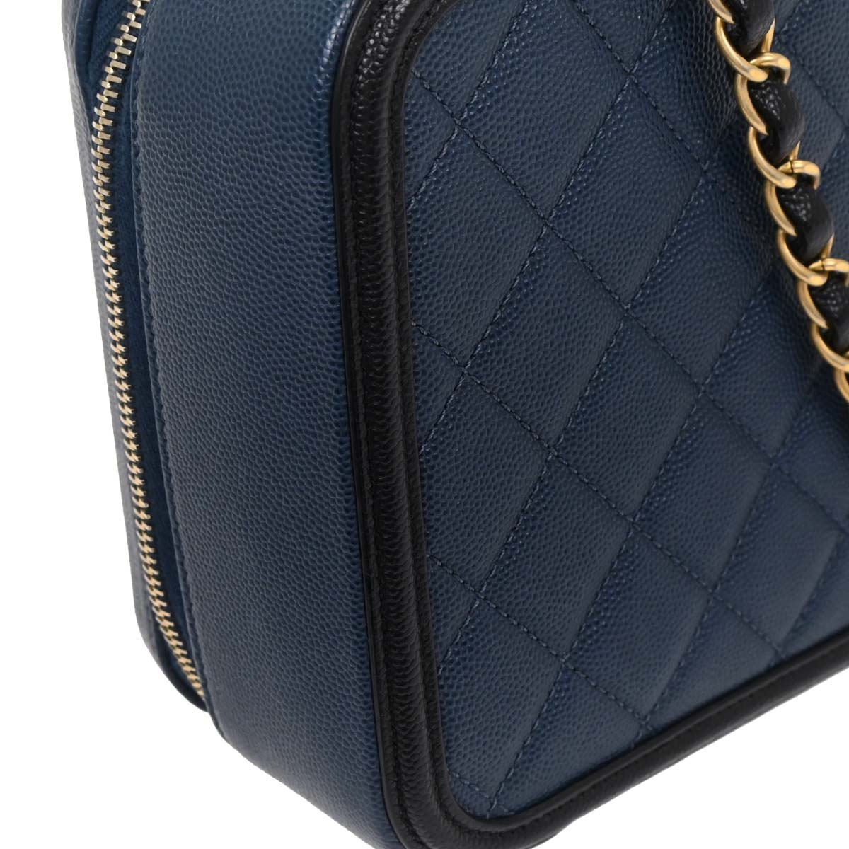 Chanel 2019 Blue Caviar CC Filigree 2way Shoulder Vanity Handbag