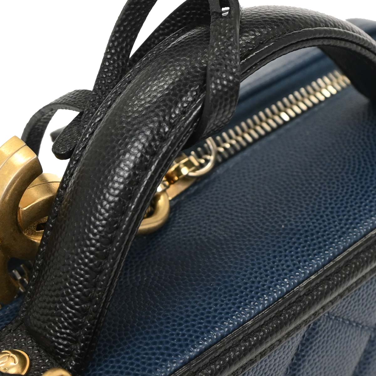 Chanel 2019 Blue Caviar CC Filigree 2way Shoulder Vanity Handbag