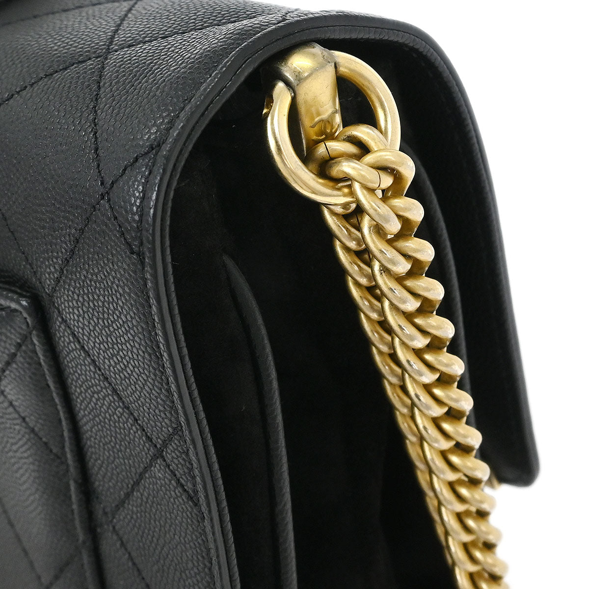 Chanel 2018-2019 Black Caviar Suede Coco Flap Shoulder Bag
