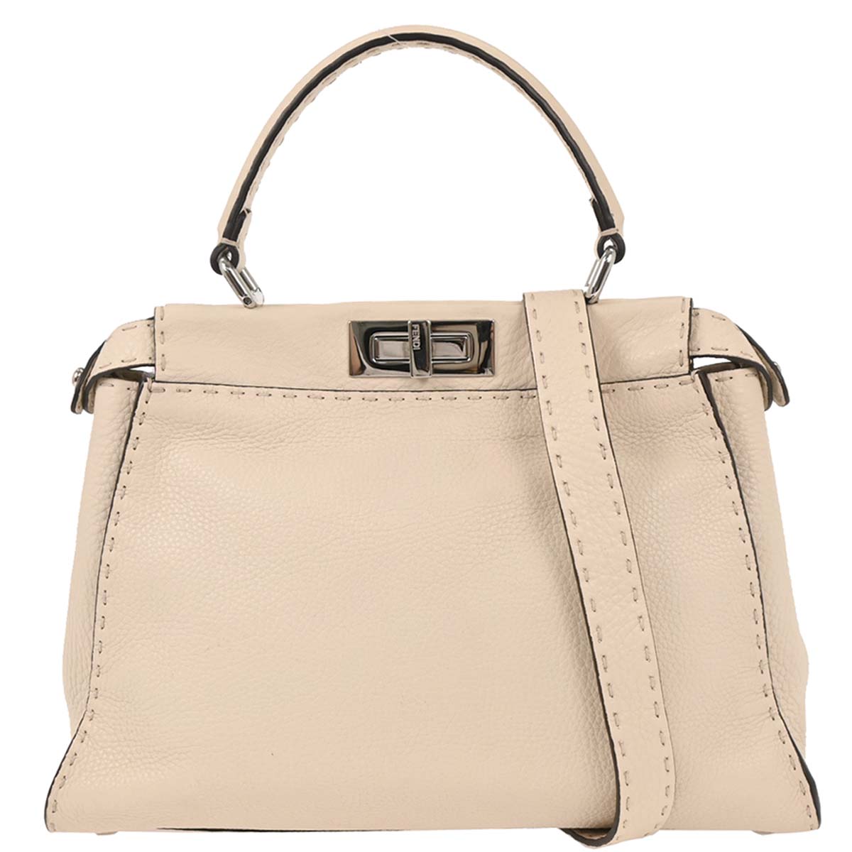 Fendi Off-white Leather Peekaboo 2way Shoulder Handbag