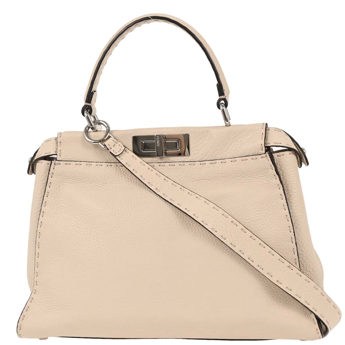 Fendi Off-white Leather Peekaboo 2way Shoulder Handbag