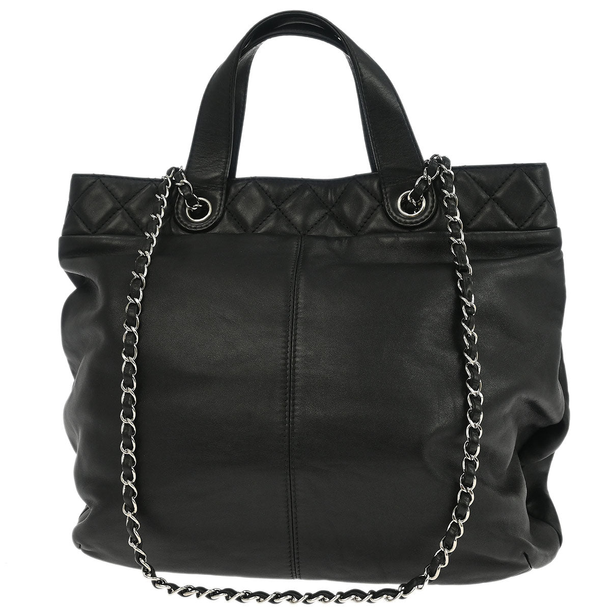 Chanel Black Calfskin Trianon Tote 2way Shoulder Handbag