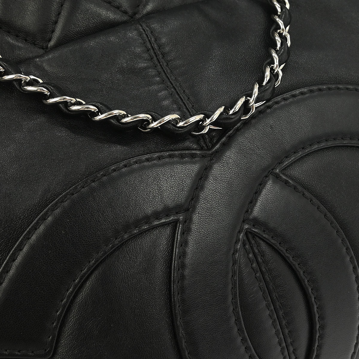 Chanel Black Calfskin Trianon Tote 2way Shoulder Handbag
