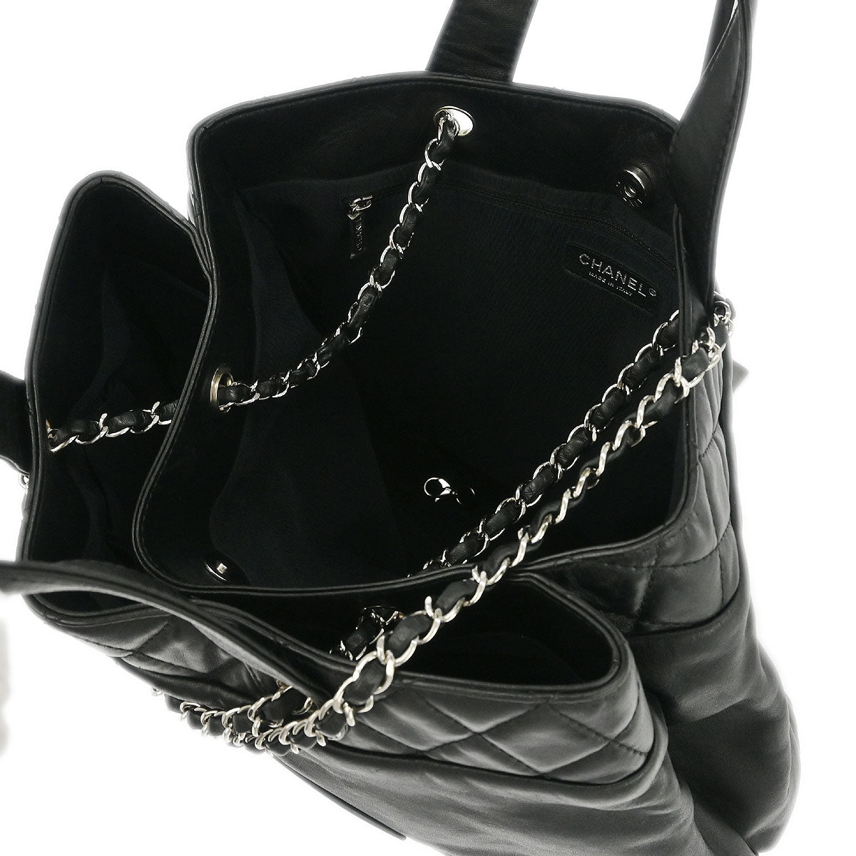 Chanel Black Calfskin Trianon Tote 2way Shoulder Handbag