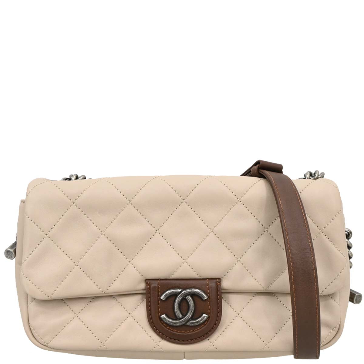 Chanel 2012 Beige Lambskin Country Chic Flap Bag Shoulder Bag