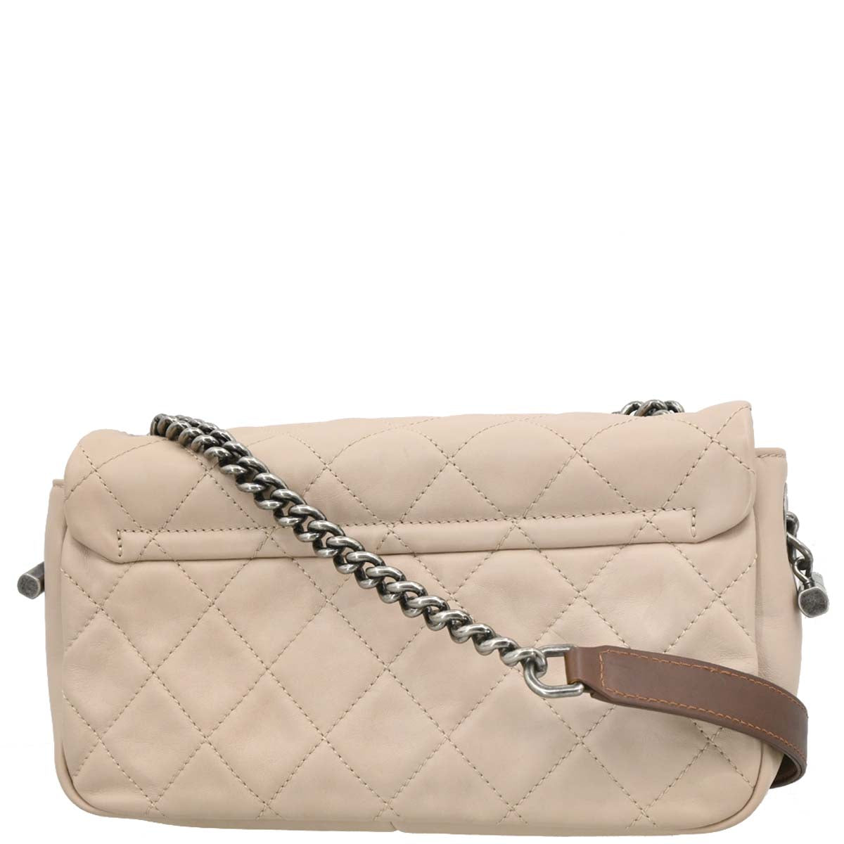 Chanel 2012 Beige Lambskin Country Chic Flap Bag Shoulder Bag