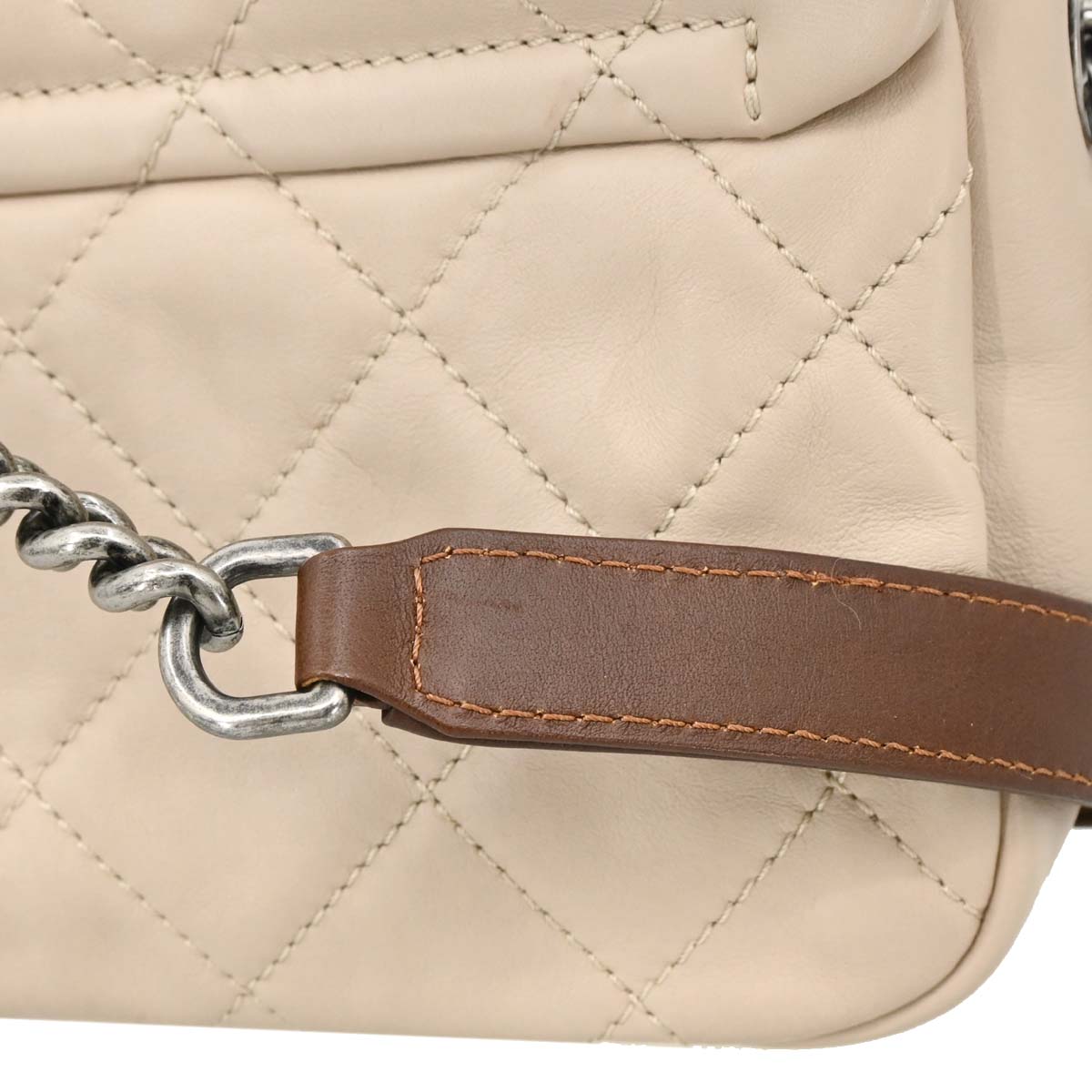 Chanel 2012 Beige Lambskin Country Chic Flap Bag Shoulder Bag