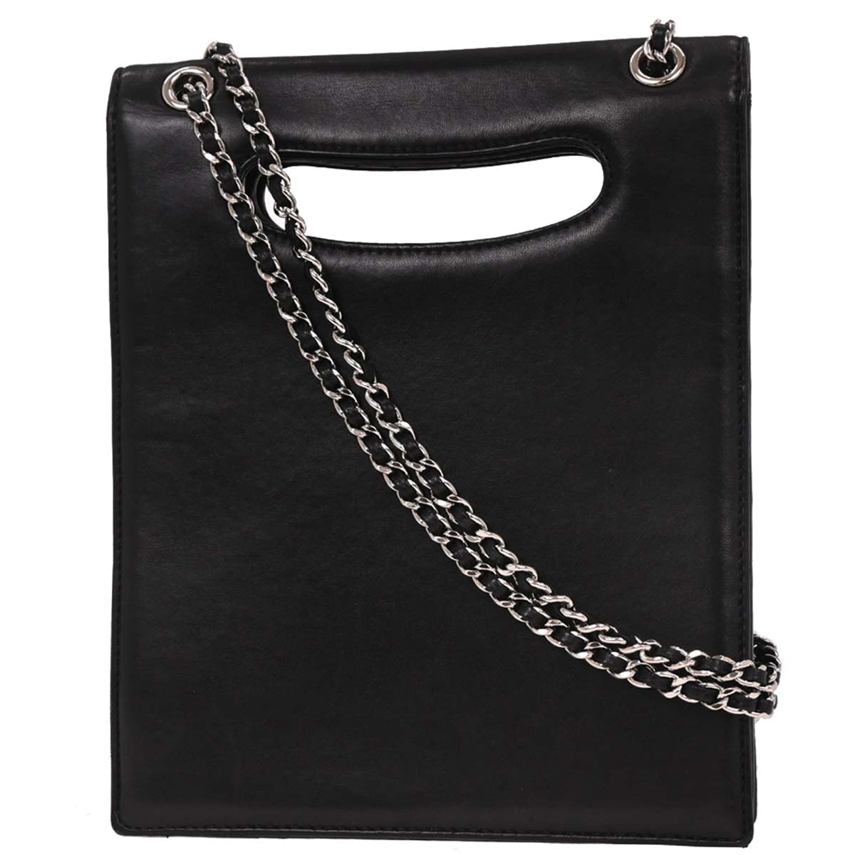 Chanel 2014 Black Lambskin Delivery Cutout 2way Shoulder Handbag