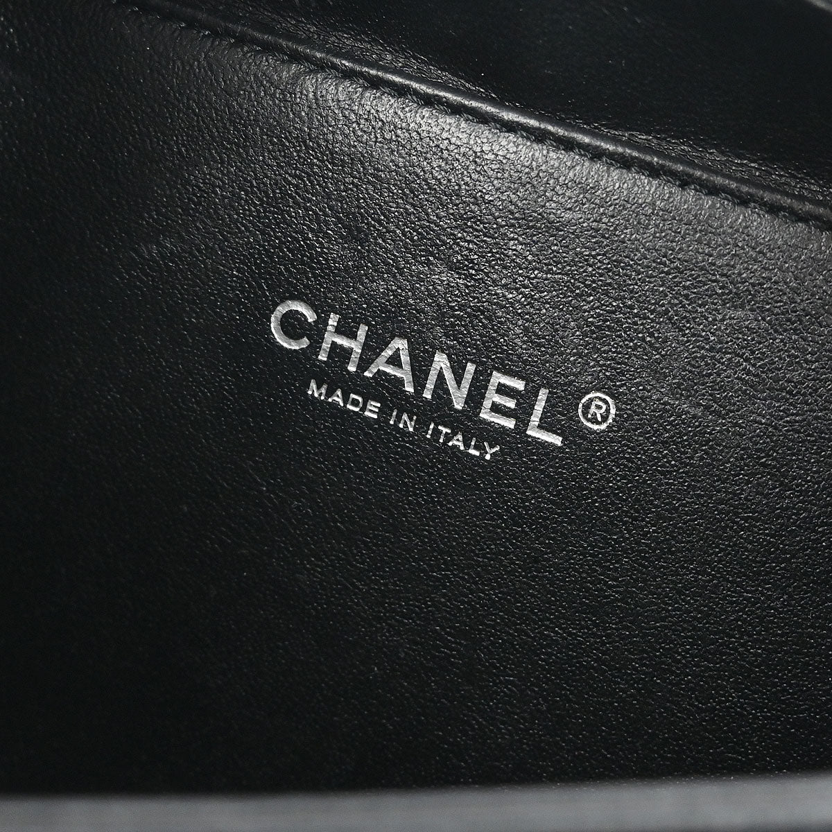 Chanel Metallic Gray Calfskin Filigree 2way Shoulder Vanity Handbag