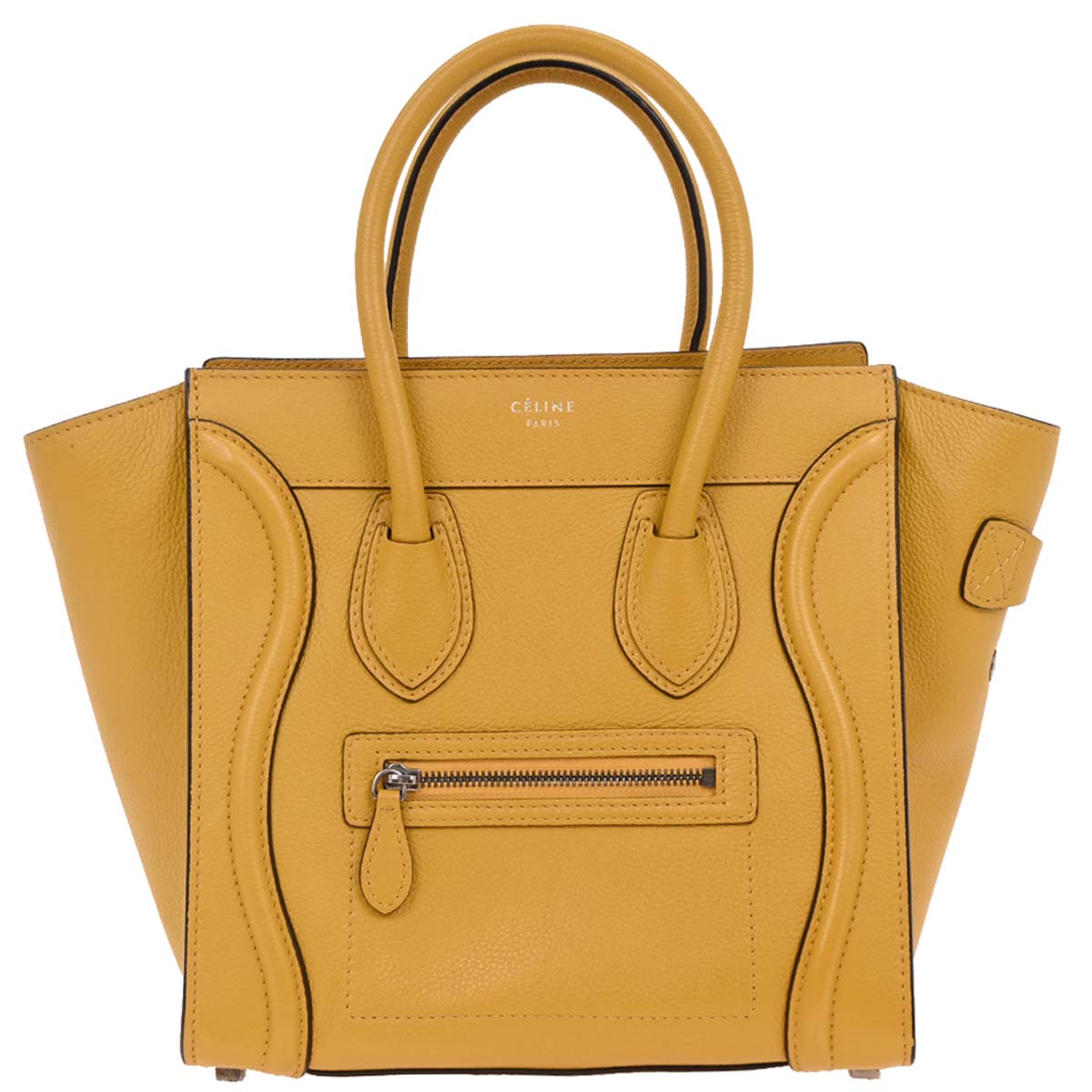 Celine Yellow Leather Micro Luggage Tote Bag