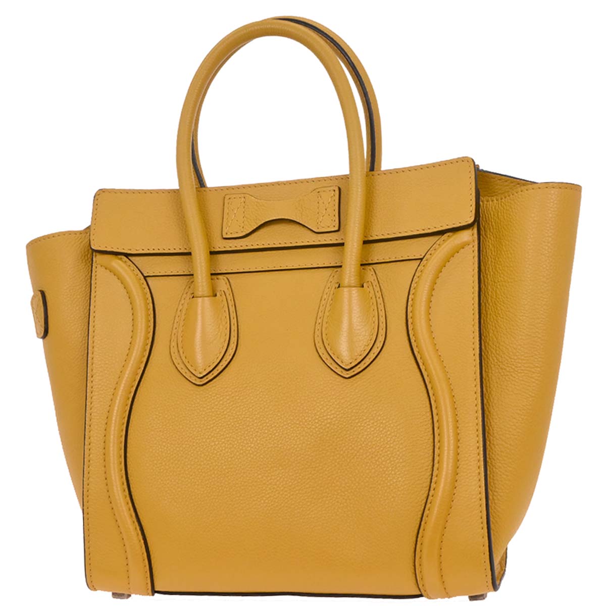 Celine Yellow Leather Micro Luggage Tote Bag