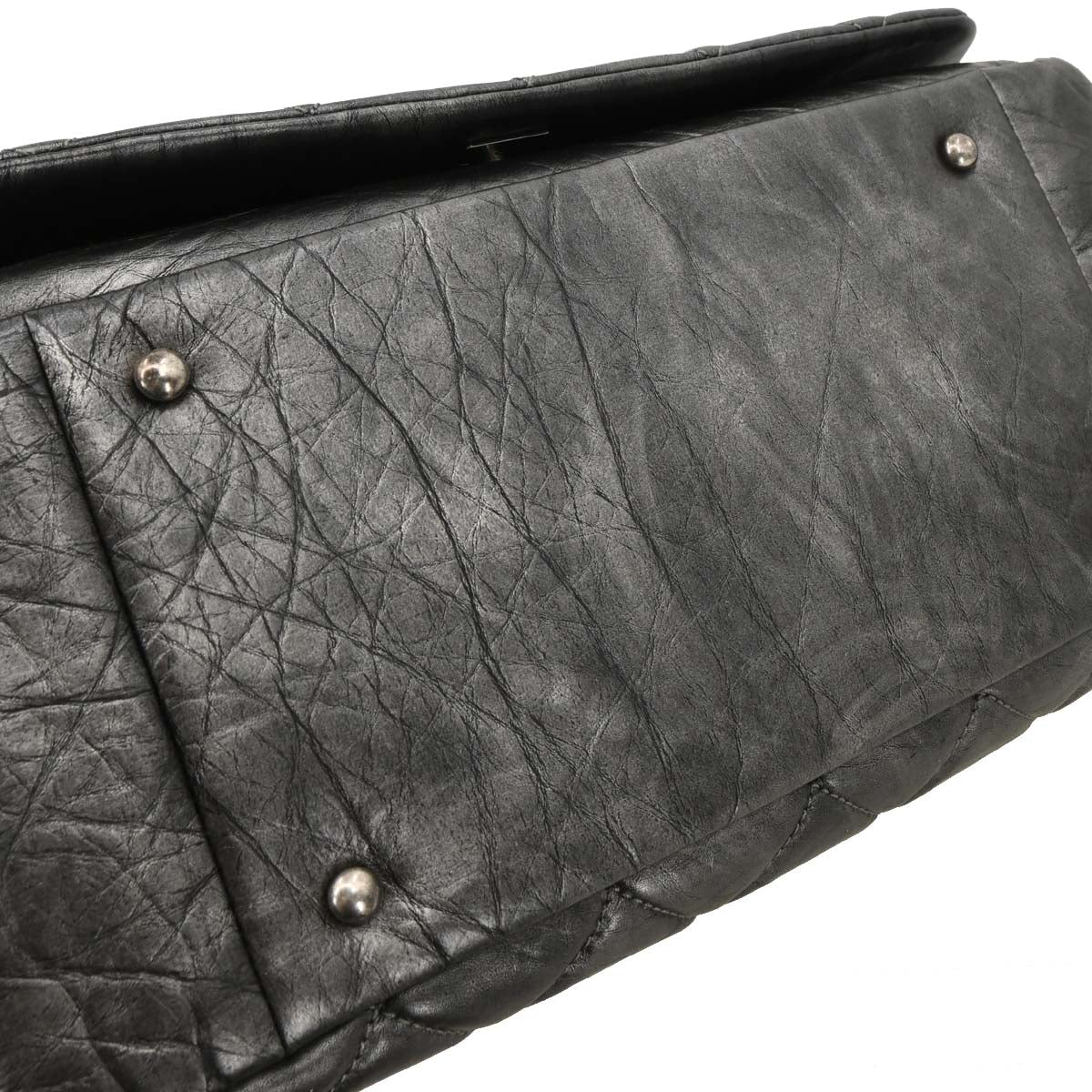 Chanel Gray Calfskin Pondichery Flap 2way Shoulder Handbag