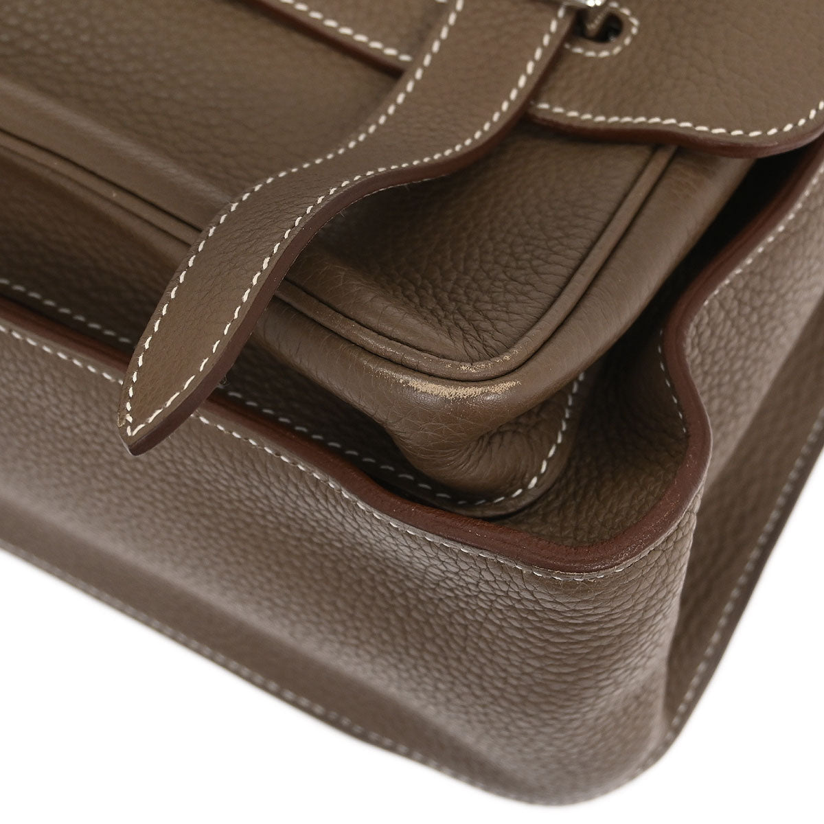 Hermes 2013 Etoupe Taurillon Clemence Steve Caporal 35 Shoulder Bag