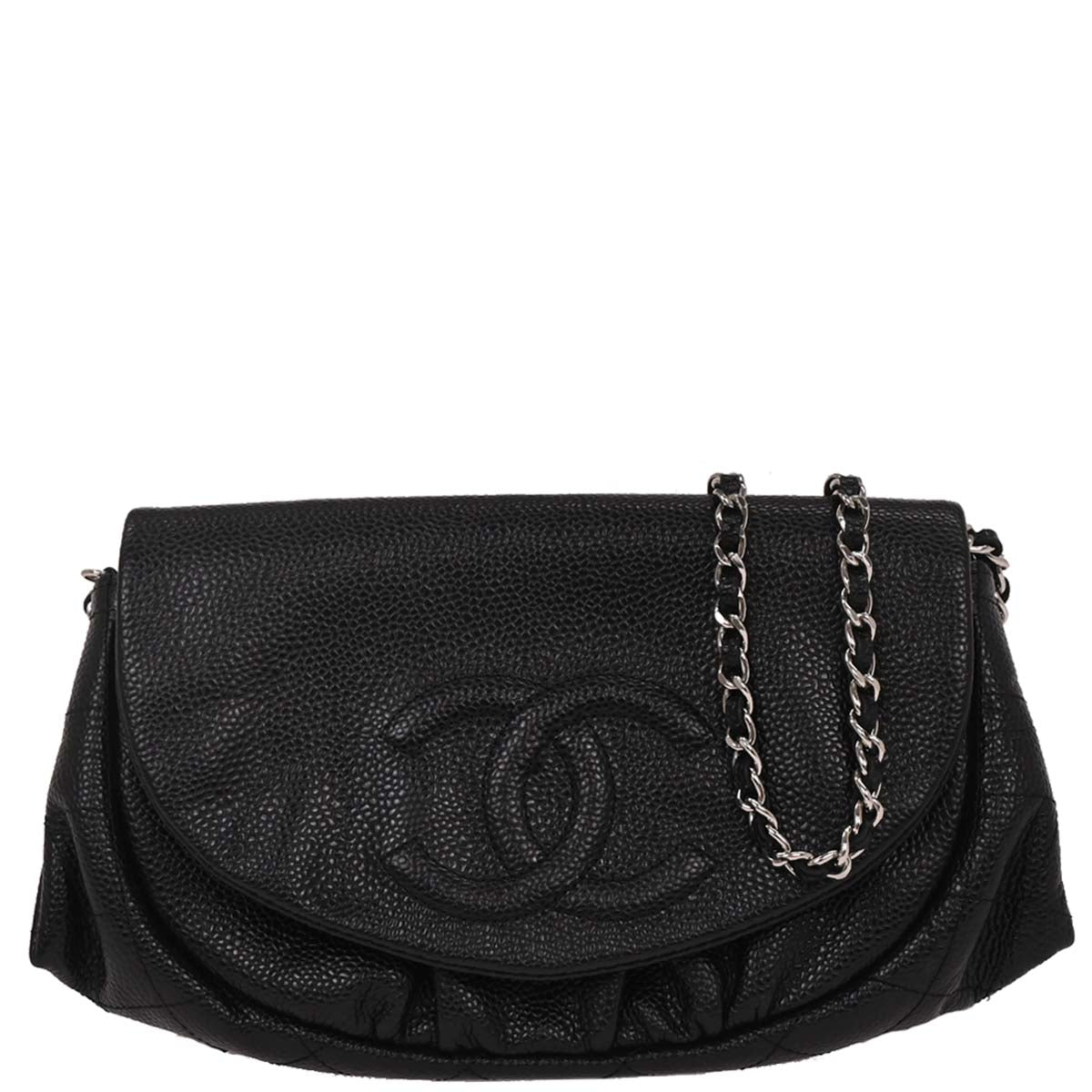 Chanel 2011 Black Caviar Half-Moon WOC Wallet On Chain