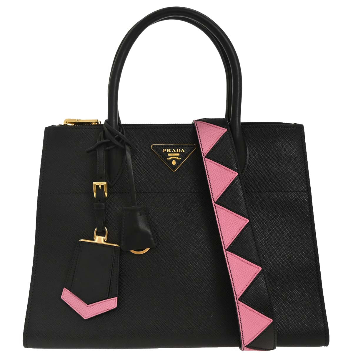 Prada Black Leather Paradigme 2way Shoulder Tote Handbag