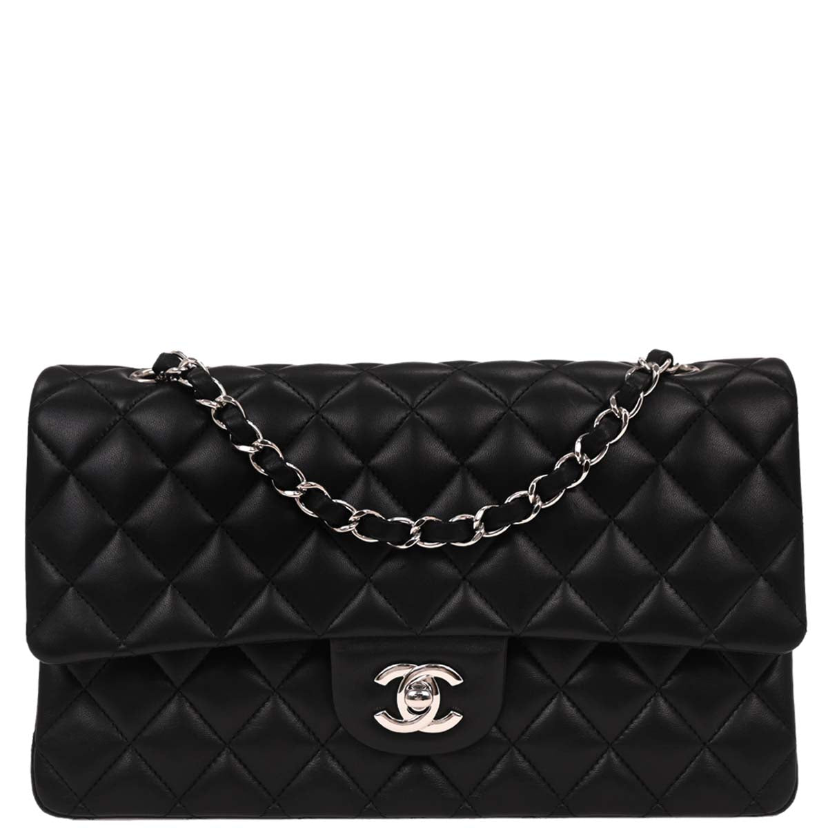 Chanel Black Lambskin Medium Classic Double Flap Shoulder Bag