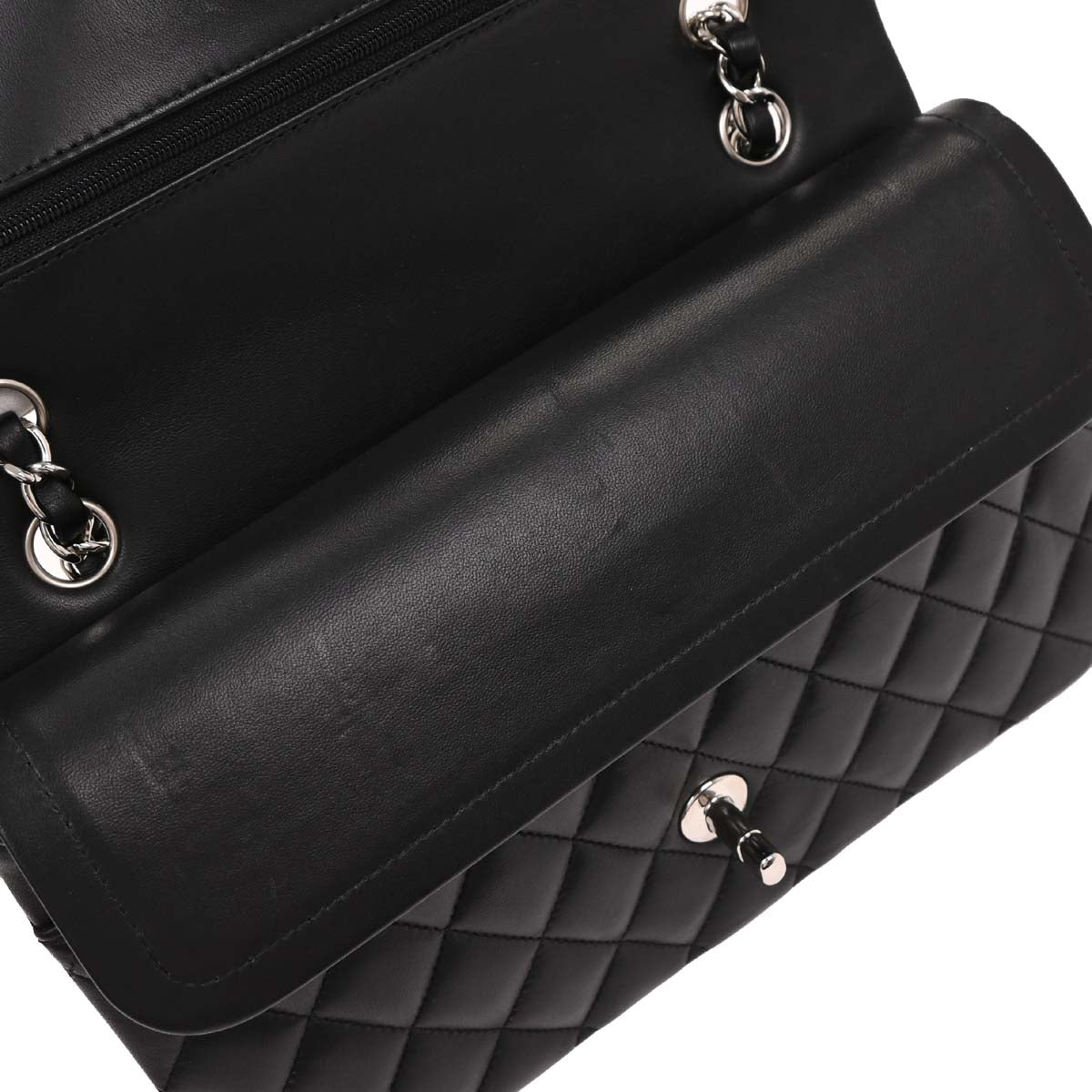 Chanel Black Lambskin Medium Classic Double Flap Shoulder Bag