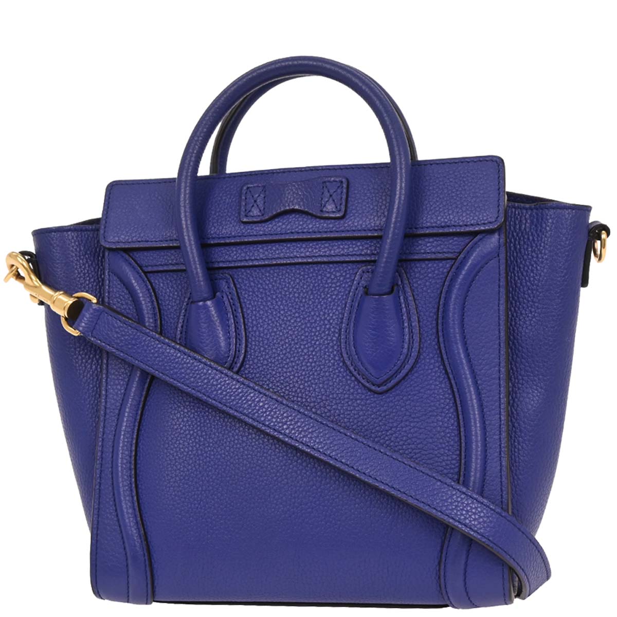 Celine Blue Leather Nano Luggage Tote Bag