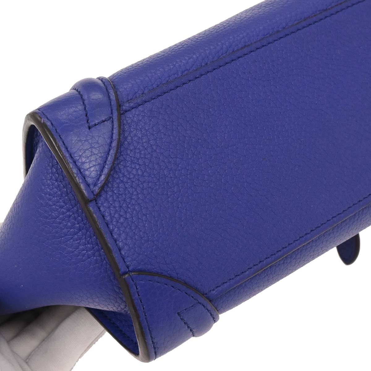 Celine Blue Leather Nano Luggage Tote Bag