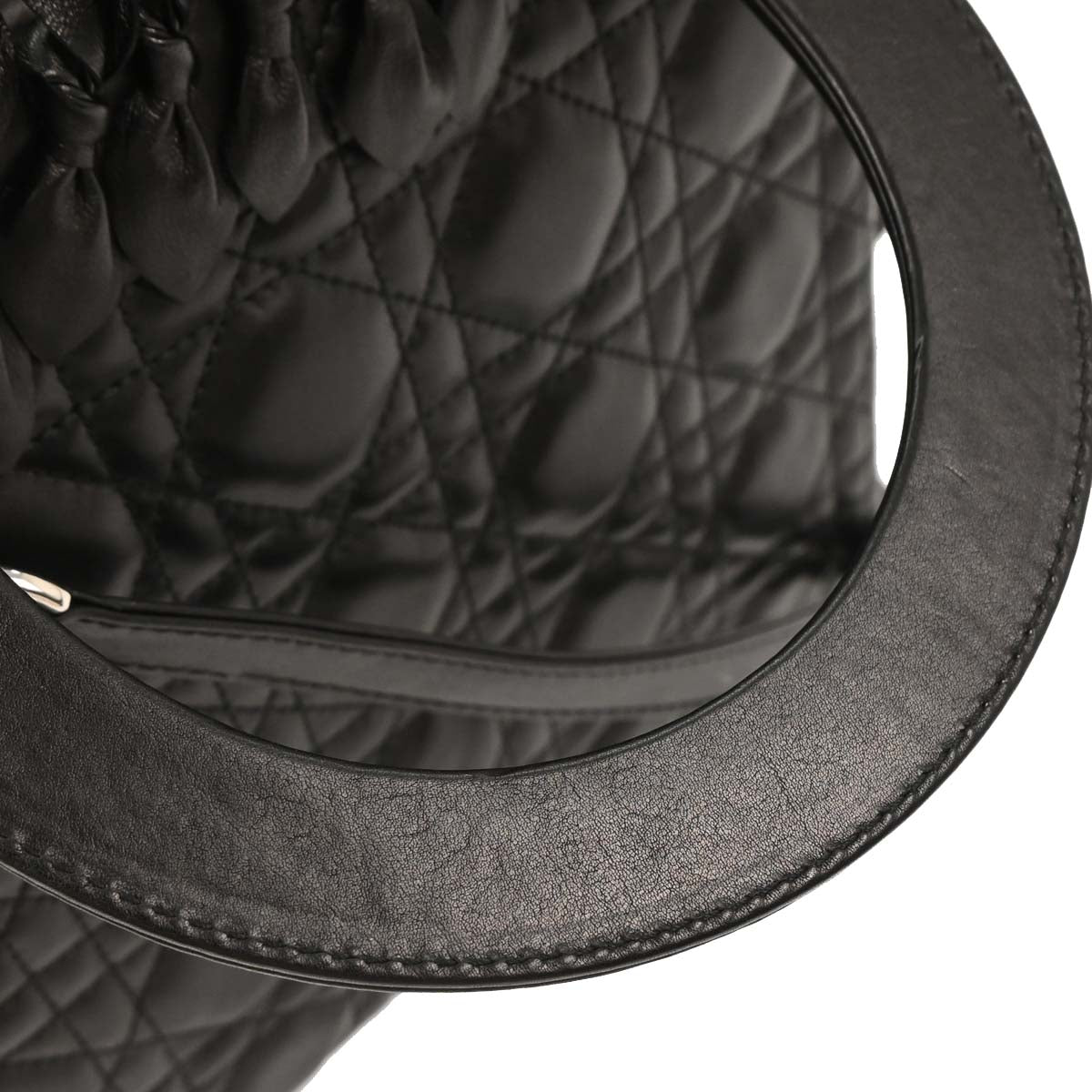 Christian Dior Black Lambskin Lady Dior Cannage 2way Shoulder Handbag